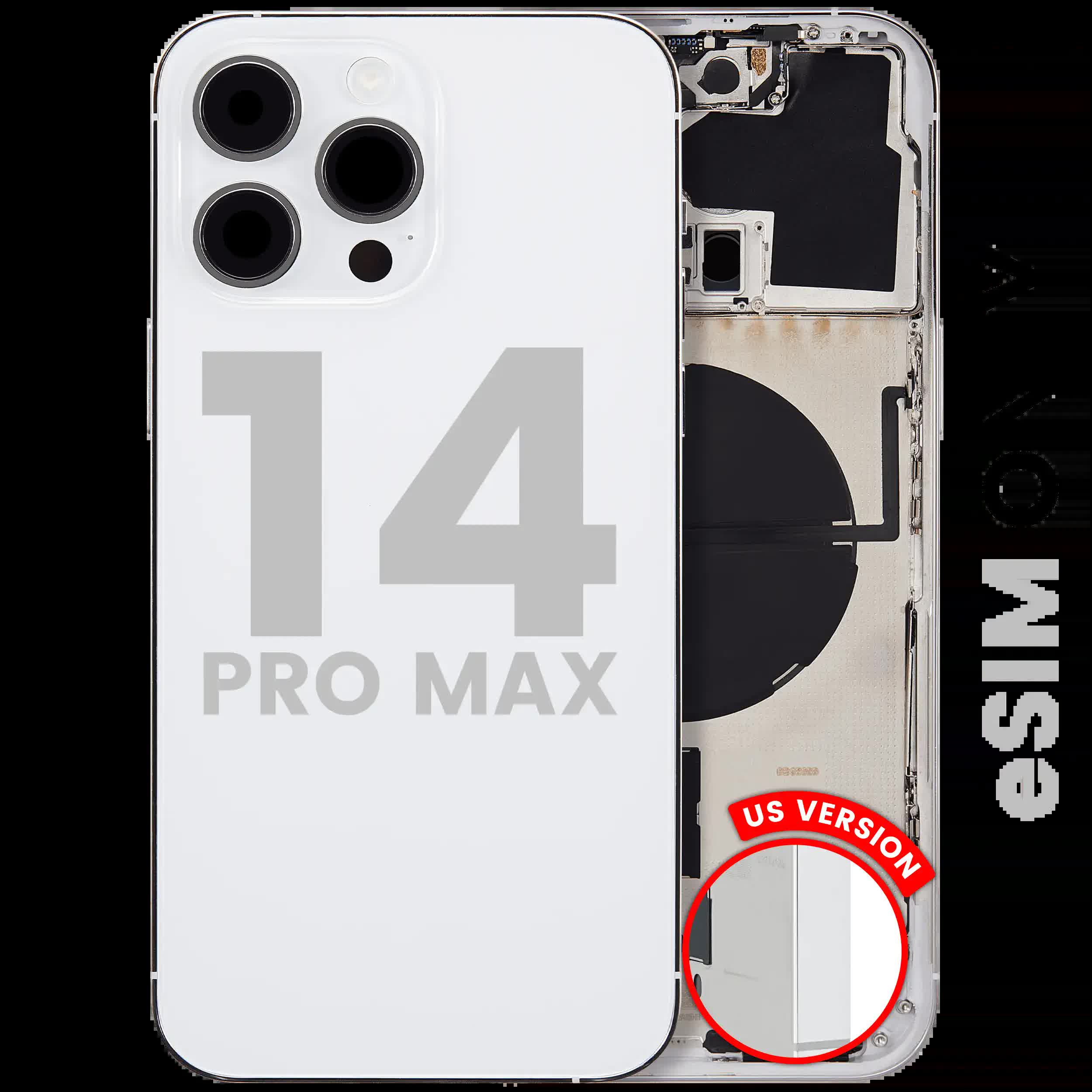 Rückgehäuse mit Kleinteilen für iPhone 14 Pro Max (US-Version) (ausgebautes Originalteil: Grade A) (Silver (Silber))