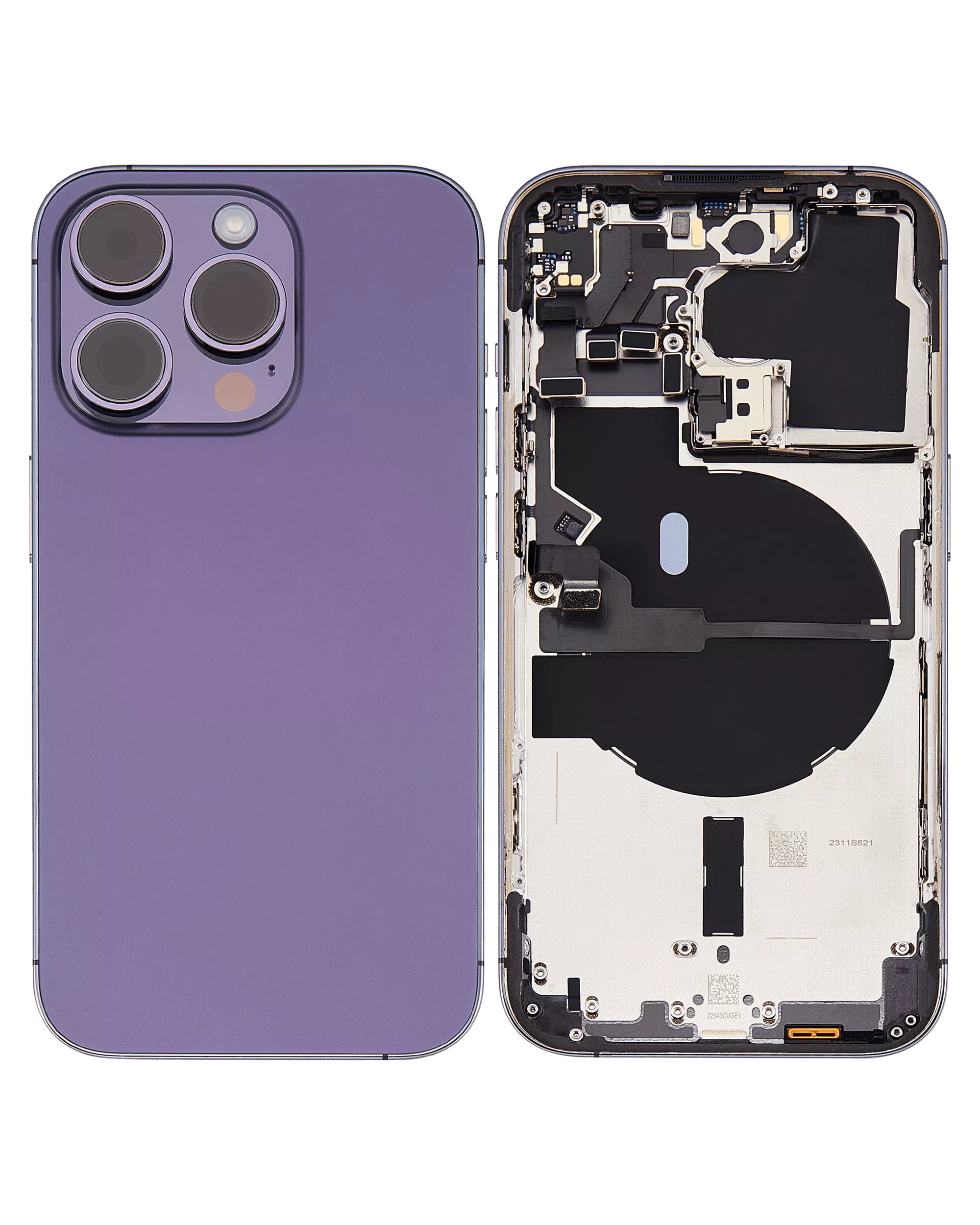 Rückgehäuse mit Kleinteilen für iPhone 14 Pro (US-Version) (ausgebautes Originalteil: Grade C) (Deep Purple) – Bild 2