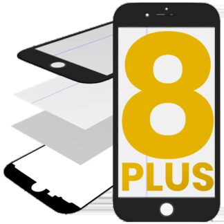 Glas mit Rahmen / OCA / Polarizer vormontiert für iPhone 8 Plus (Black (Schwarz))