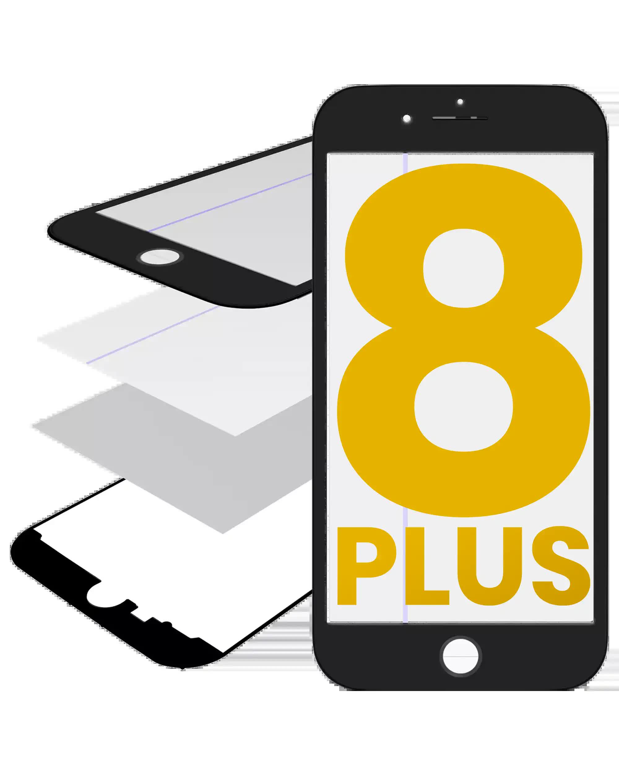 Glas mit Rahmen / OCA / Polarizer vormontiert für iPhone 8 Plus (Black (Schwarz))