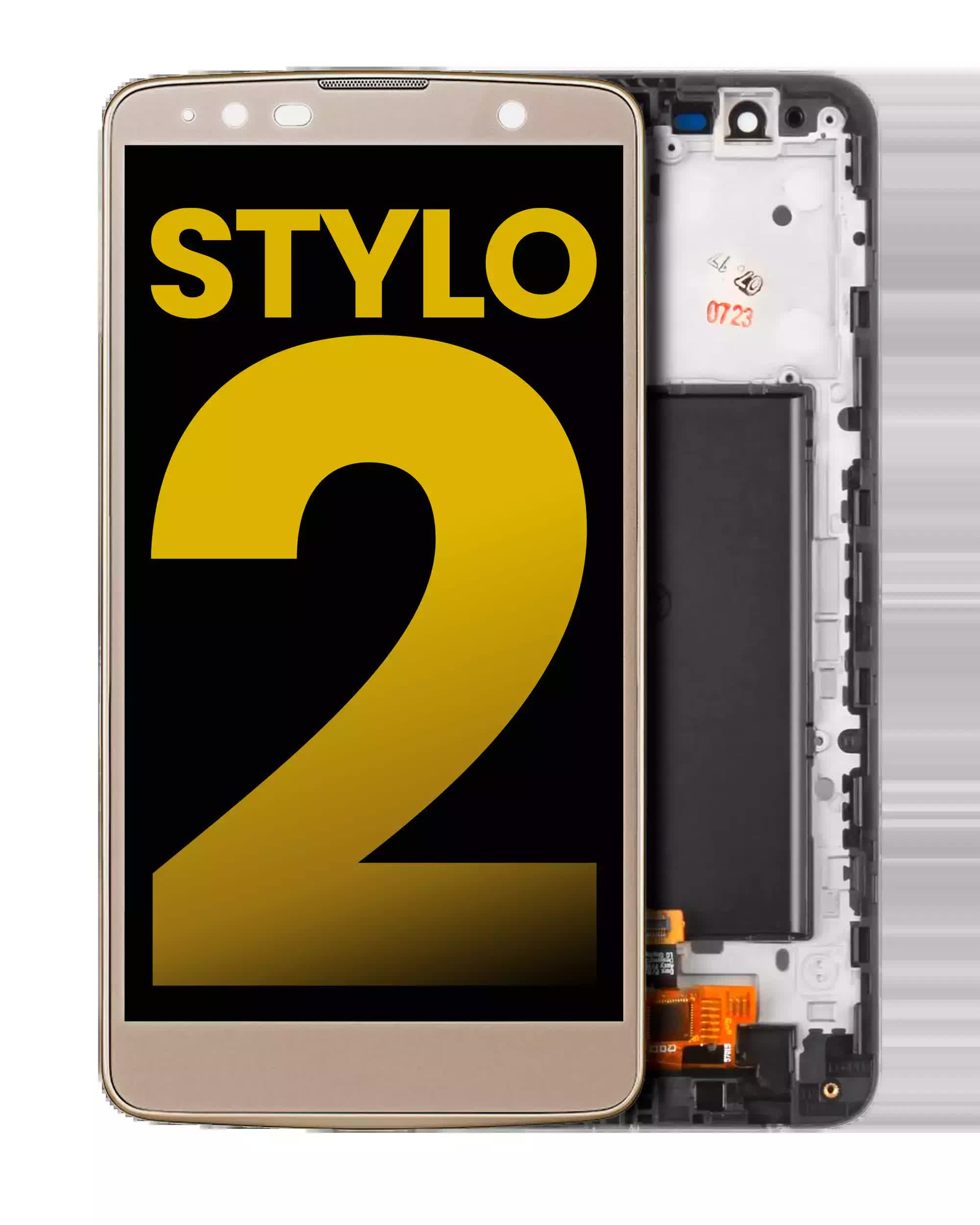 LCD Display mit Rahmen für LG G Stylo 2 (professionell aufgearbeitet) (Gold)