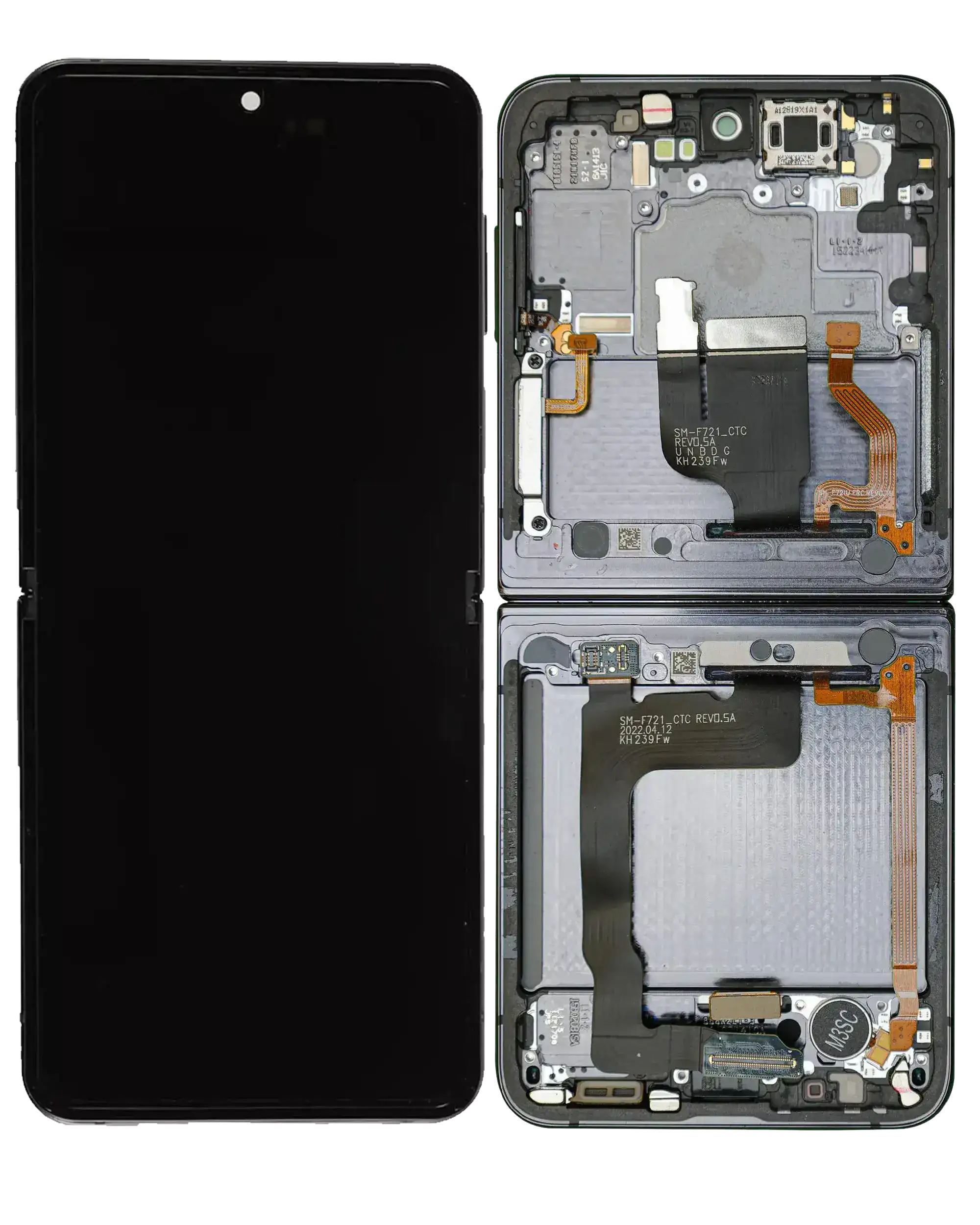 Inner OLED Display mit Rahmen für Samsung Galaxy Z Flip 4 5G (US & International) (Service Pack) (Graphite) – Bild 4