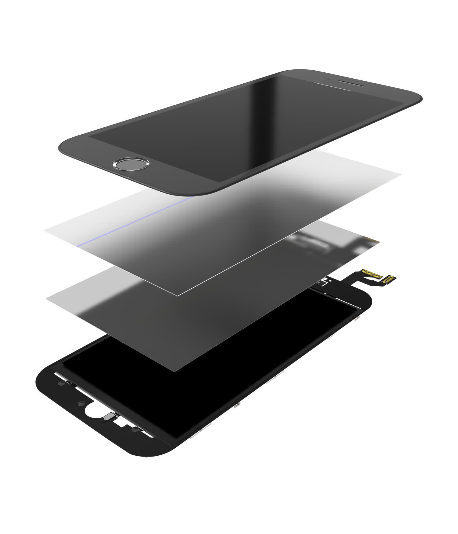 4 in 1 (Frontglas + Rahmen + Polarizer + OCA vormontiert) für iPhone 6 (2er-Pack) (Black (Schwarz))