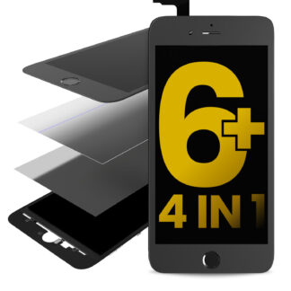 4 in 1 (Frontglas + Rahmen + Polarizer + OCA vormontiert) für iPhone 6 Plus (Black (Schwarz)) (2er-Pack)