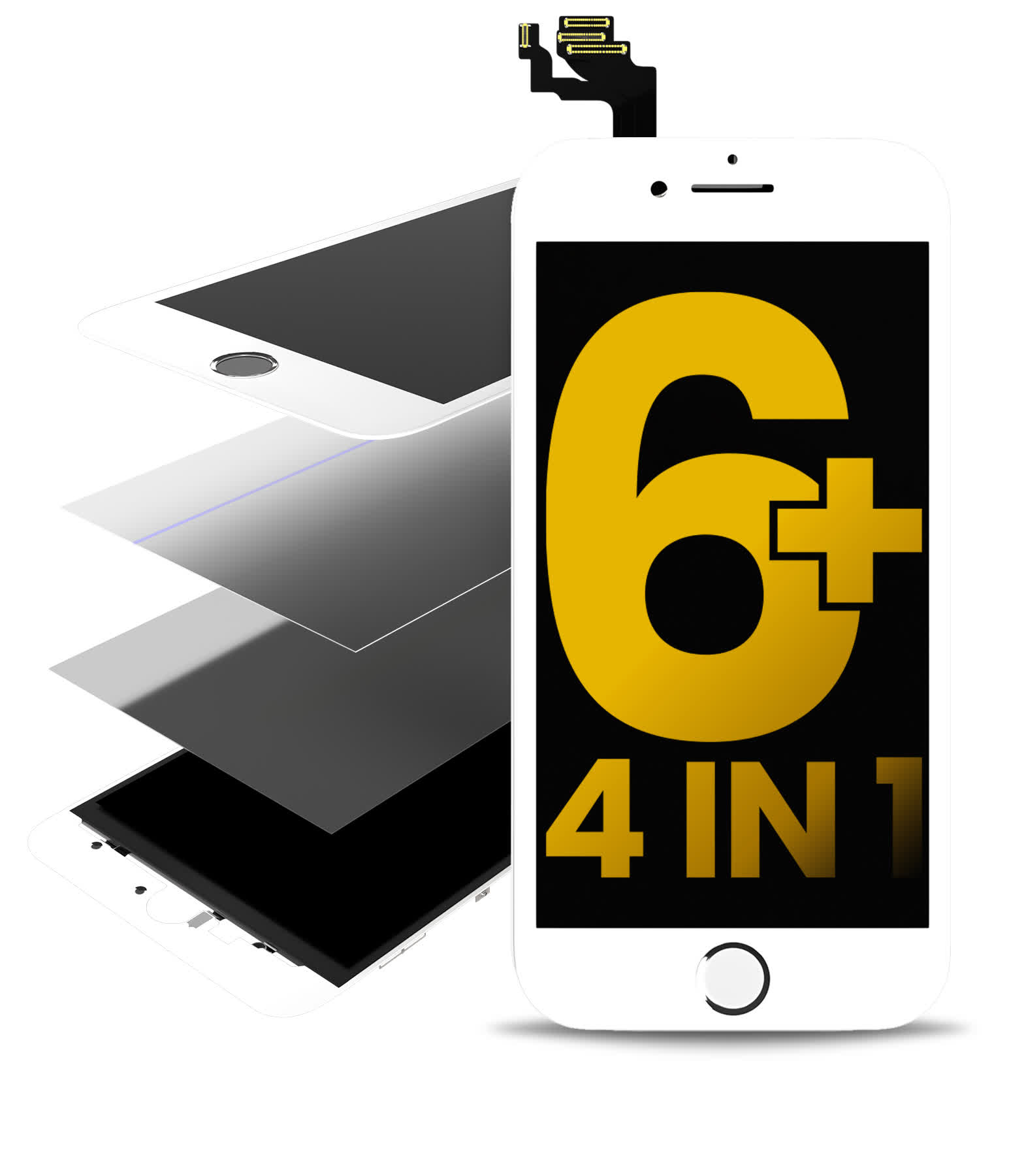 4 in 1 (Frontglas + Rahmen + Polarizer + OCA vormontiert) für iPhone 6 Plus (White (Weiß)) (2er-Pack)
