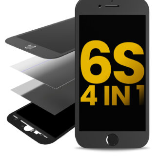 4 in 1 (Frontglas + Rahmen + Polarizer + OCA vormontiert) für iPhone 6S (Black (Schwarz)) (2er-Pack)