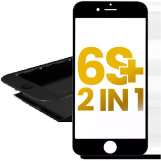 2 in 1 (Frontglas + Rahmen vormontiert) für iPhone 6S Plus (Black (Schwarz)) (2er-Pack)
