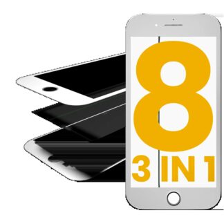 3 in 1 (Glas mit OCA vormontiert + Rahmen) für iPhone 8 (OCA Master) (2er-Pack) (White (Weiß))