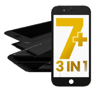 3 in 1 (Frontglas + Rahmen + OCA vormontiert) für iPhone 7 Plus (OCA Master) (Black (Schwarz)) (2er-Pack)