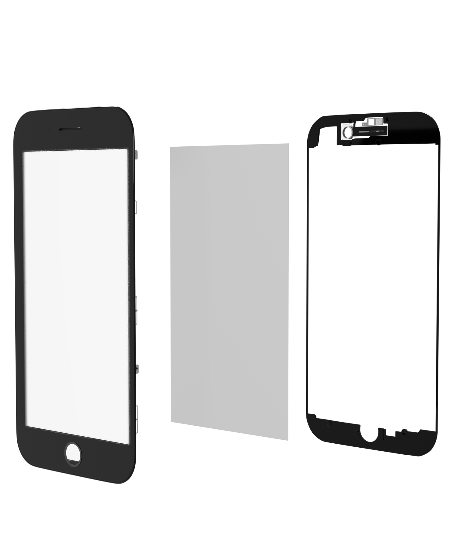 3 in 1 (Glas mit OCA vormontiert + Rahmen) für iPhone 8 (OCA Master) (2er-Pack) (Black (Schwarz)) – Bild 2