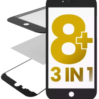 3 in 1 (Frontglas + Rahmen + OCA vormontiert) für iPhone 8 Plus (OCA Master) (Black (Schwarz)) (2er-Pack)