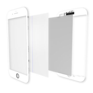 4 in 1 (Frontglas + Rahmen + Polarizer + OCA vormontiert) für iPhone 7 (Premium) (White (Weiß)) (2er-Pack)