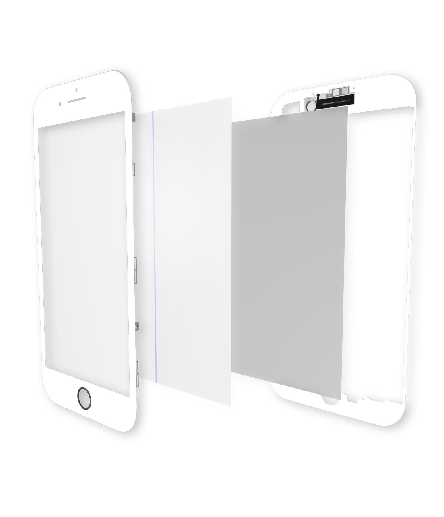 4 in 1 (Frontglas + Rahmen + Polarizer + OCA vormontiert) für iPhone 7 (Premium) (White (Weiß)) (2er-Pack)