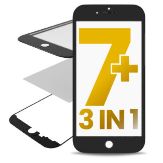 3 in 1 (Frontglas + Rahmen + OCA vormontiert) für iPhone 7 Plus (Premium) (Black (Schwarz)) (2er-Pack)
