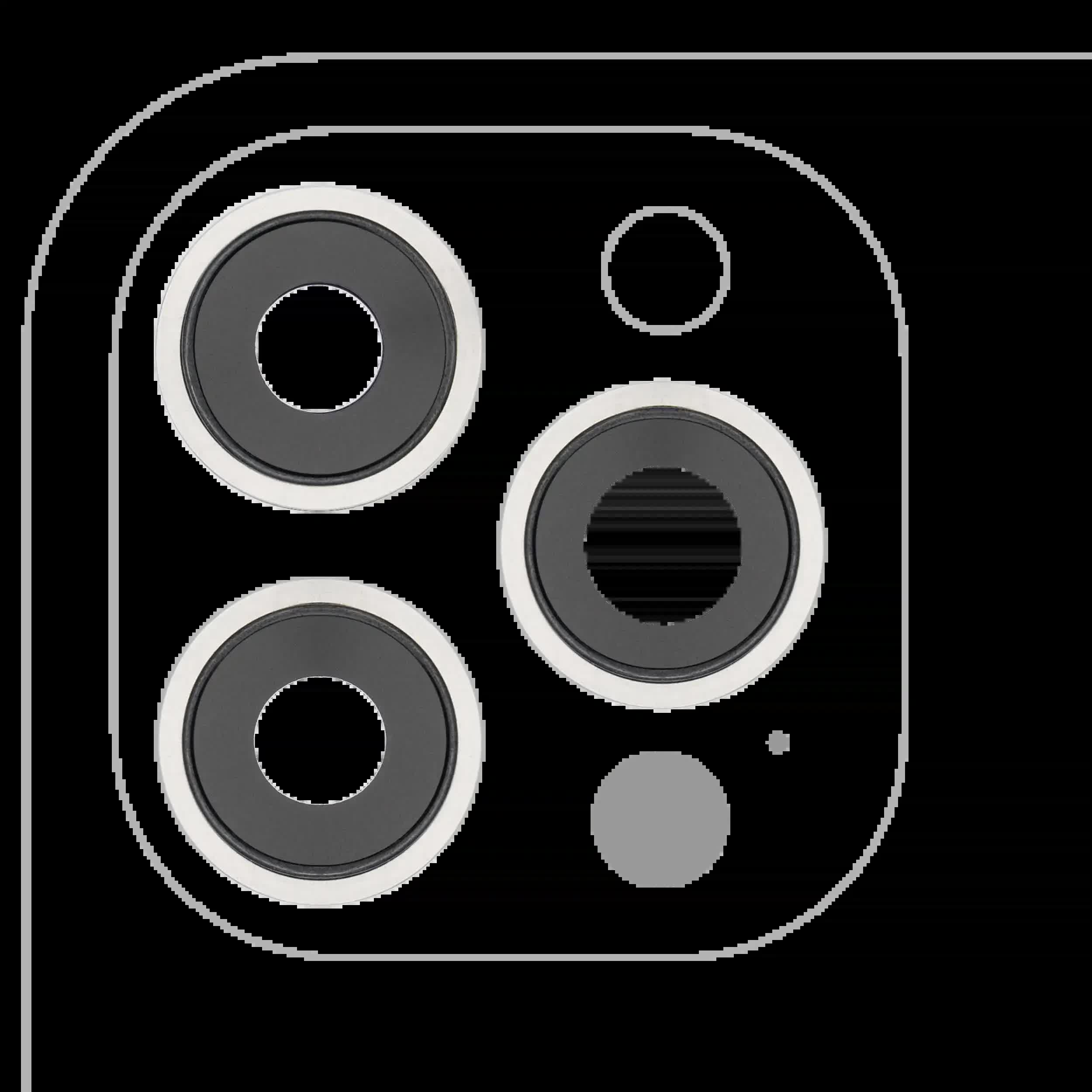 Rückkamera-Glas mit Halterung und Blende für iPhone 12 Pro Max (3-teiliges Set) (Real Sapphire) (Premium) (Silver (Silber))
