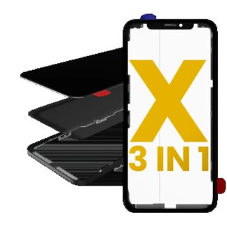 3 in 1 (Frontglas + Rahmen + OCA vormontiert) für iPhone X (Rahmen mit Kleber) (Premium) (2er-Pack)