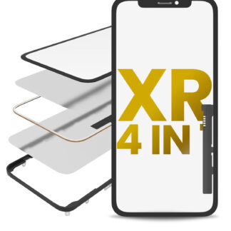 Glas mit Touchscreen-Digitizer Flex (No OCA) & Rahmen vormontiert für iPhone XR (Premium Quality / 4 in 1) (2er-Pack)