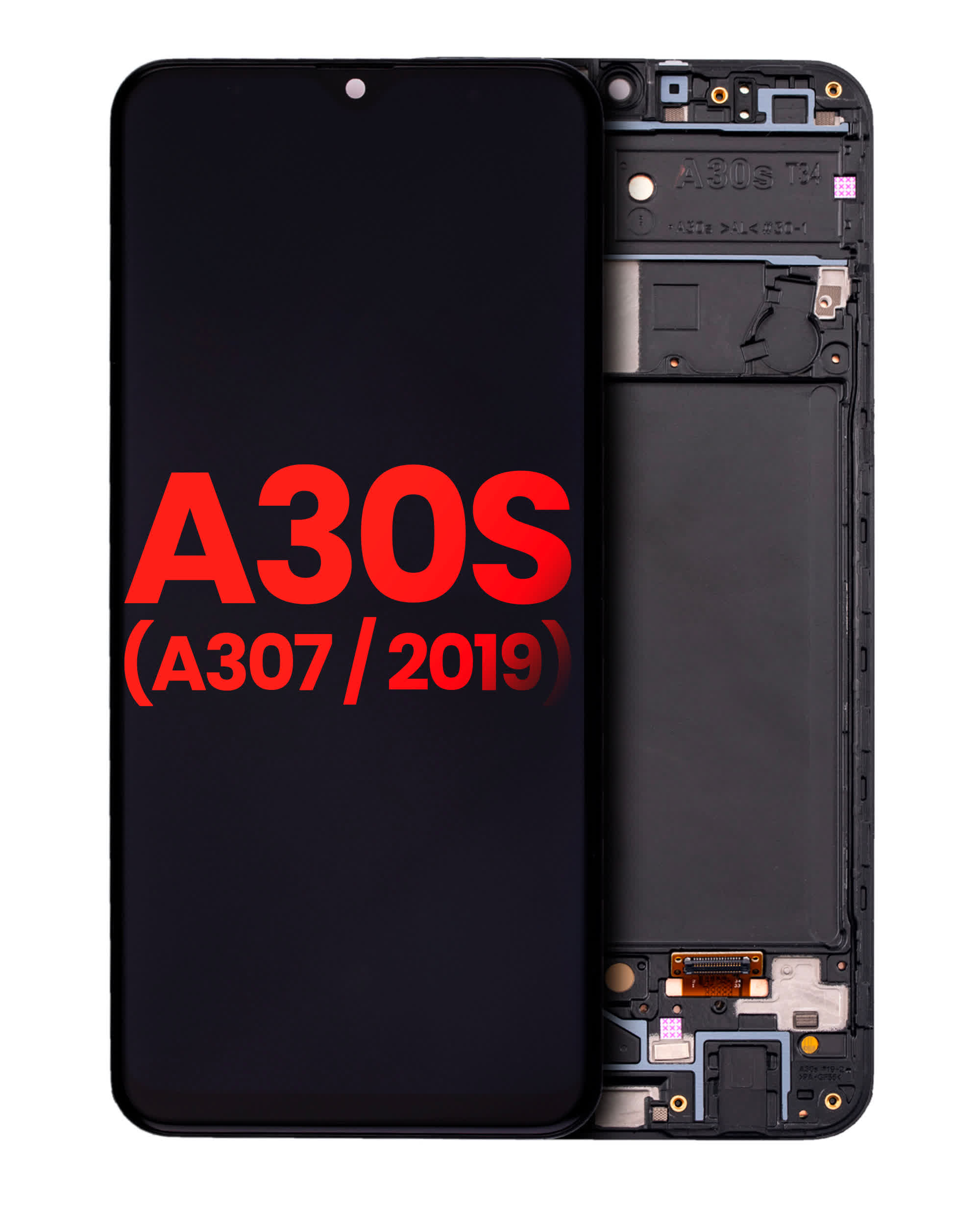 OLED Display mit Rahmen für Samsung Galaxy A30s (A307 / 2019) (Aftermarket Plus)