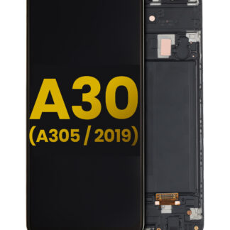 OLED Display mit Rahmen für Samsung Galaxy A30 (A305 / 2019) (professionell aufgearbeitet)