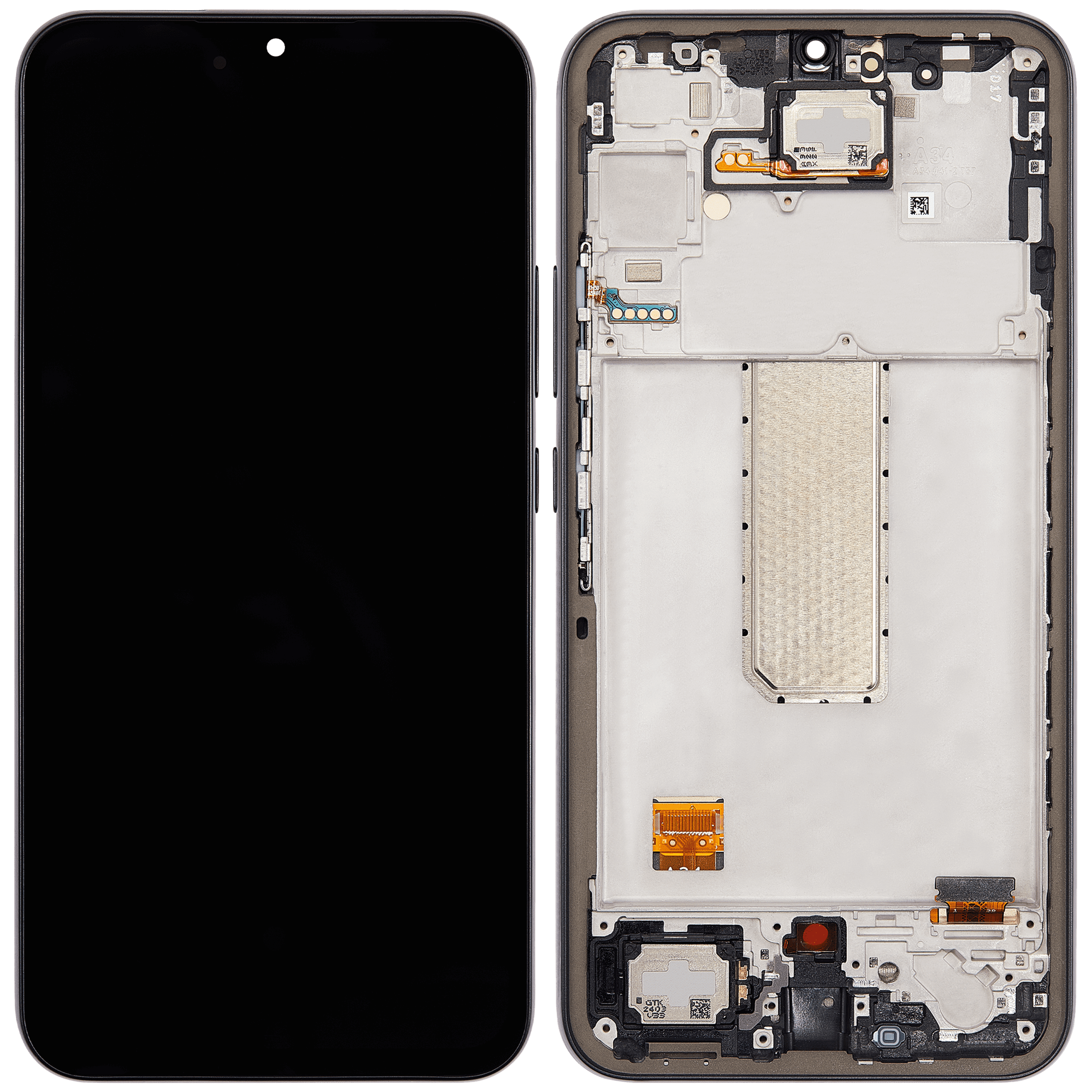 OLED Display mit Rahmen für Samsung Galaxy A34 5G (A346 / 2023) (professionell aufgearbeitet) (Graphite) – Bild 2