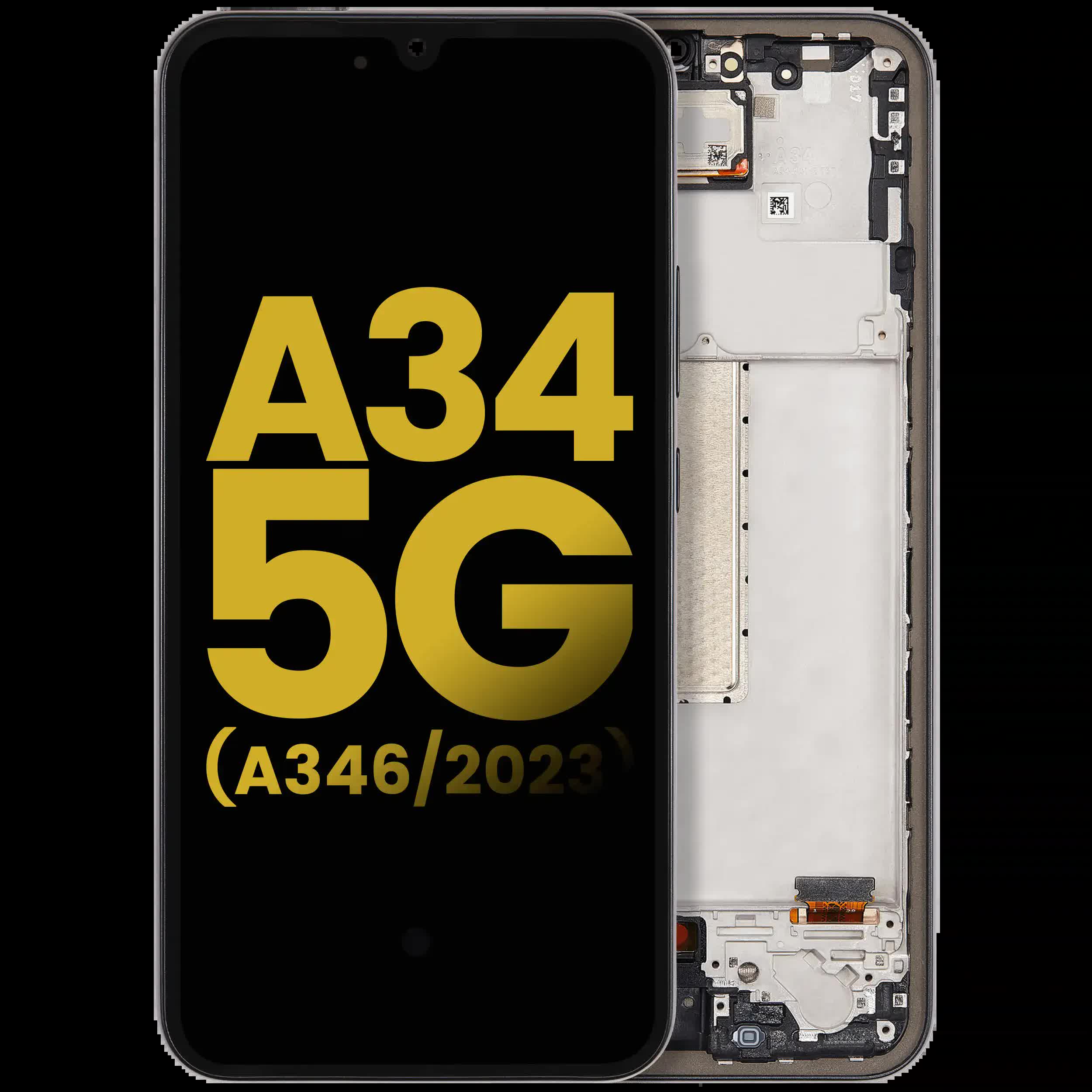 OLED Display mit Rahmen für Samsung Galaxy A34 5G (A346 / 2023) (professionell aufgearbeitet) (Graphite)