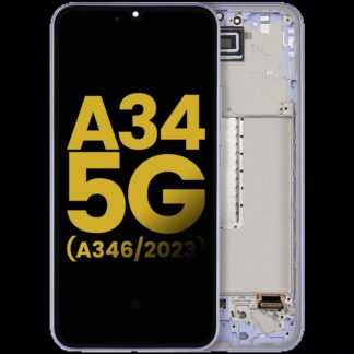 OLED Display mit Rahmen für Samsung Galaxy A34 5G (A346 / 2023) (professionell aufgearbeitet) (Violet (Violett))