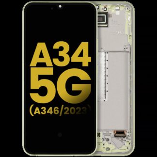 OLED Display mit Rahmen für Samsung Galaxy A34 5G (A346 / 2023) (professionell aufgearbeitet) (Lime)