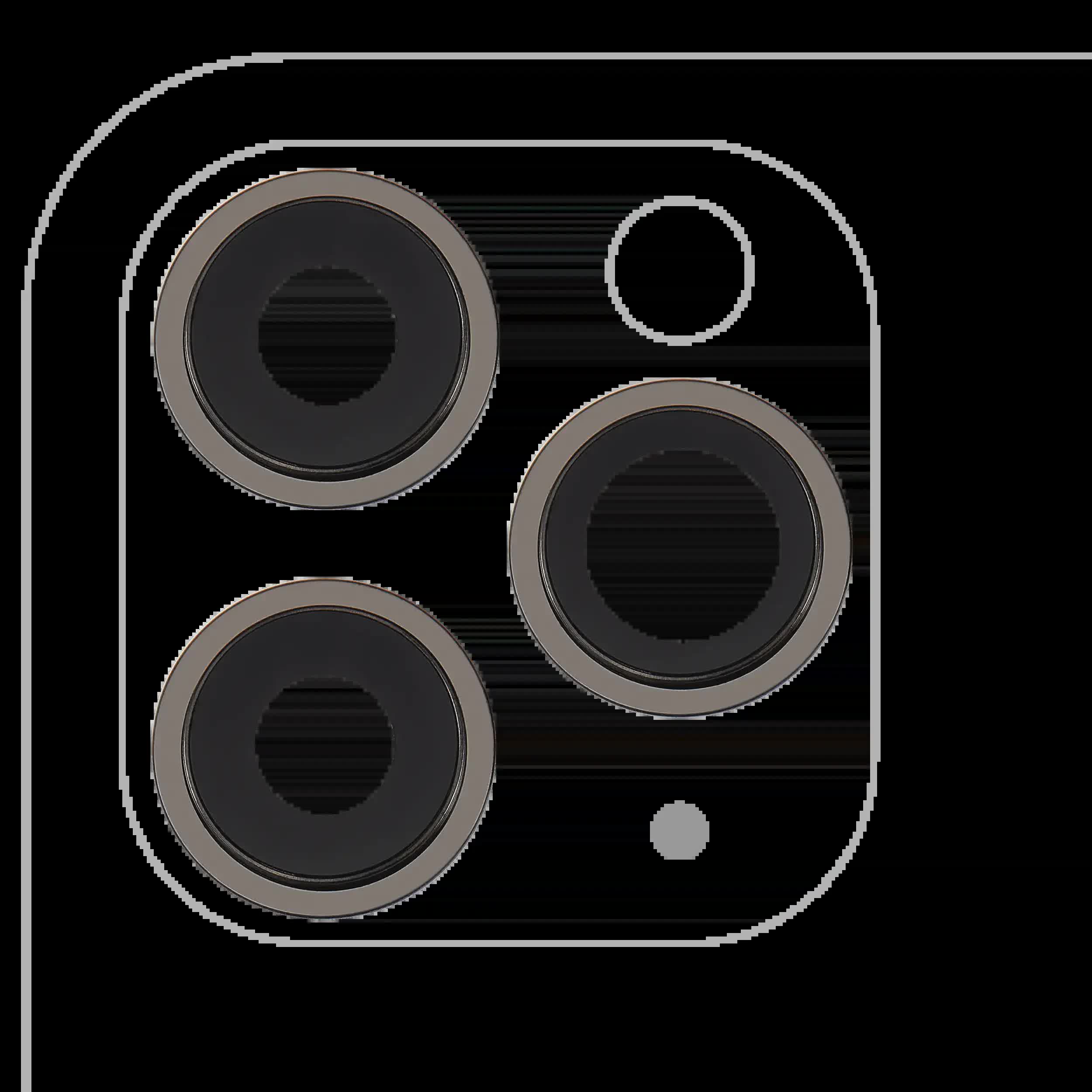 Rückkamera-Glas mit Halterung und Blende für iPhone 11 Pro / Pro Max (3-teiliges Set) (Aftermarket Plus) (Black (Schwarz))