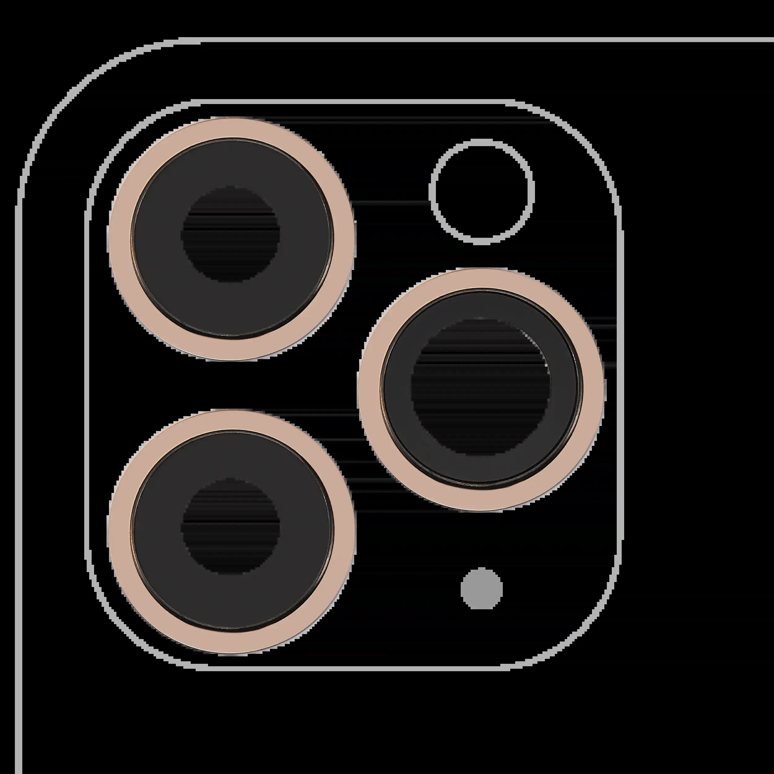 Rückkamera-Glas mit Halterung und Blende für iPhone 11 Pro / Pro Max (3-teiliges Set) (Aftermarket Plus) (Gold)