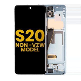 OLED Display mit Rahmen für Samsung Galaxy S20 4G / 5G (Non-Verizon 5G UW Rahmen) (professionell aufgearbeitet) (Cloud Blue)