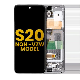 OLED Display mit Rahmen für Samsung Galaxy S20 5G (Non-Verizon 5G UW Rahmen) (professionell aufgearbeitet) (Cloud White)
