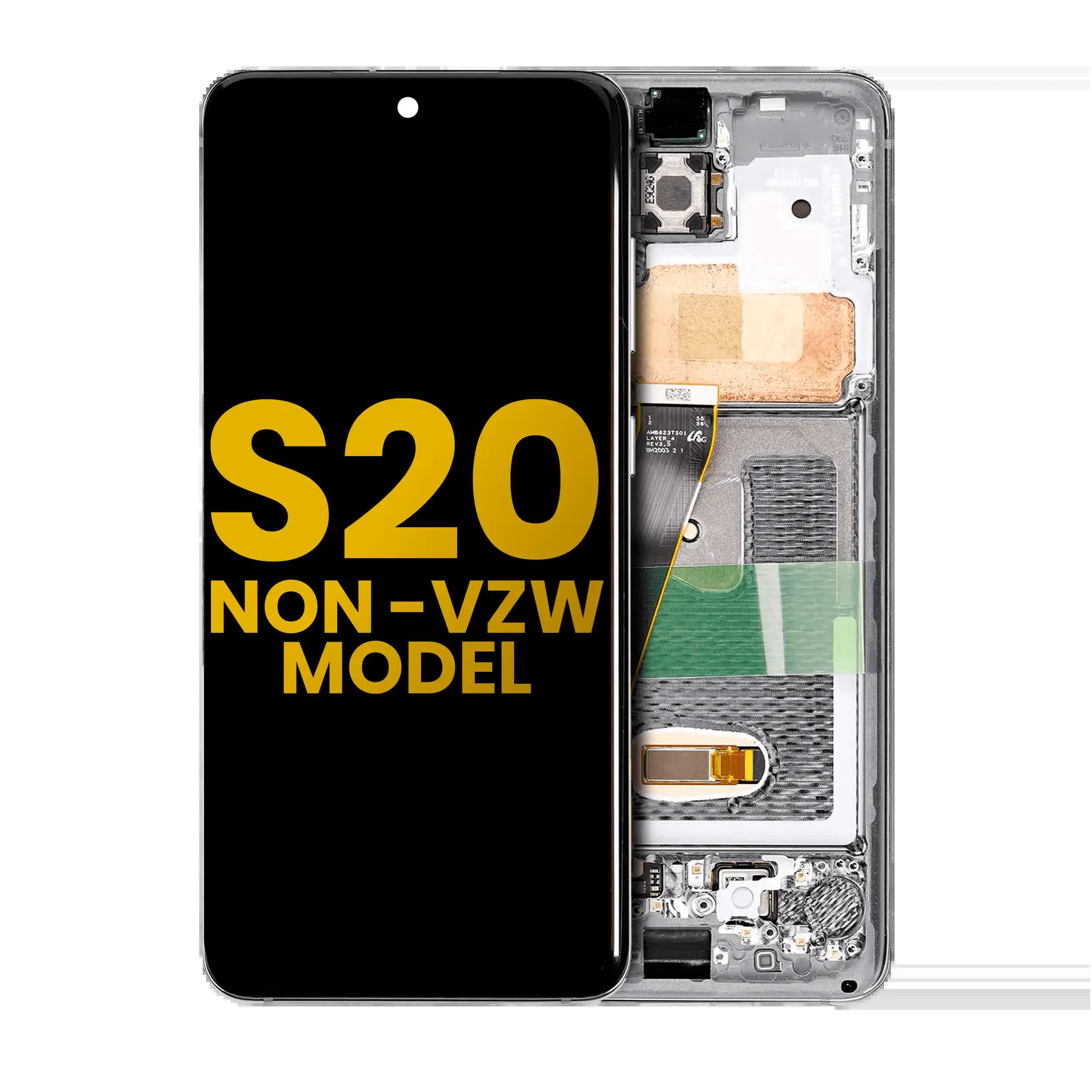 OLED Display mit Rahmen für Samsung Galaxy S20 5G (Non-Verizon 5G UW Rahmen) (professionell aufgearbeitet) (Cosmic Black)