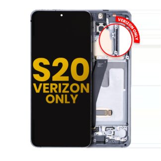 OLED Display mit Rahmen für Samsung Galaxy S20 5G (Verizon 5G UW Rahmen einzeln) (professionell aufgearbeitet) (Cosmic Gray (Grau))