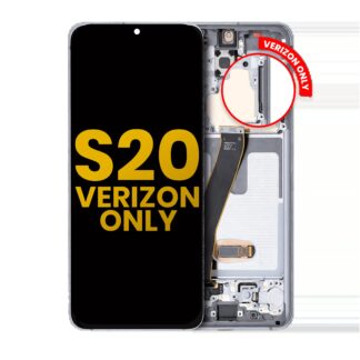 OLED Display mit Rahmen für Samsung Galaxy S20 5G (Verizon 5G UW Rahmen einzeln) (professionell aufgearbeitet) (Cloud White)