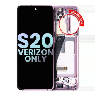 OLED Display mit Rahmen für Samsung Galaxy S20 5G (Verizon 5G UW Rahmen einzeln) (Service Pack) (Cloud Pink (Rosa))