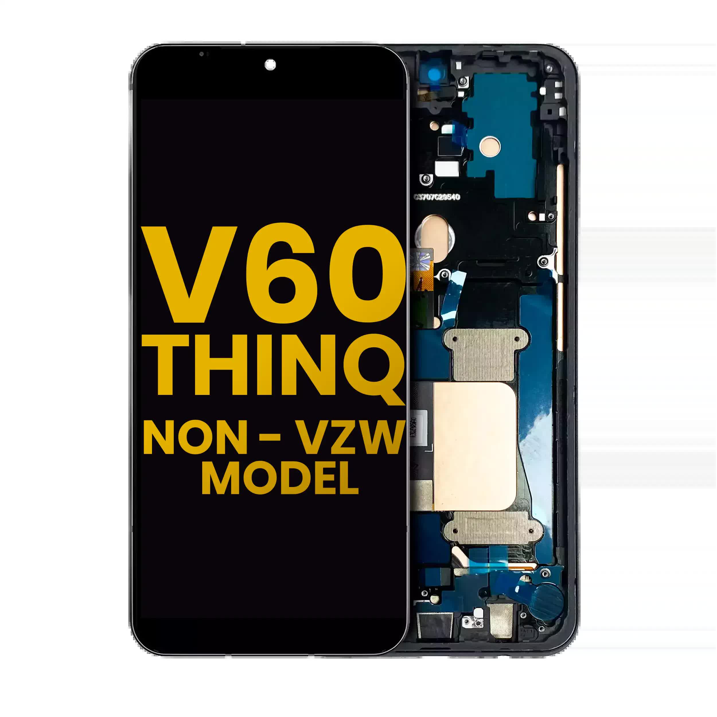 OLED Display mit Rahmen für LG V60 ThinQ 5G (Non-Verizon 5G UW Rahmen) (professionell aufgearbeitet) (Black (Schwarz))