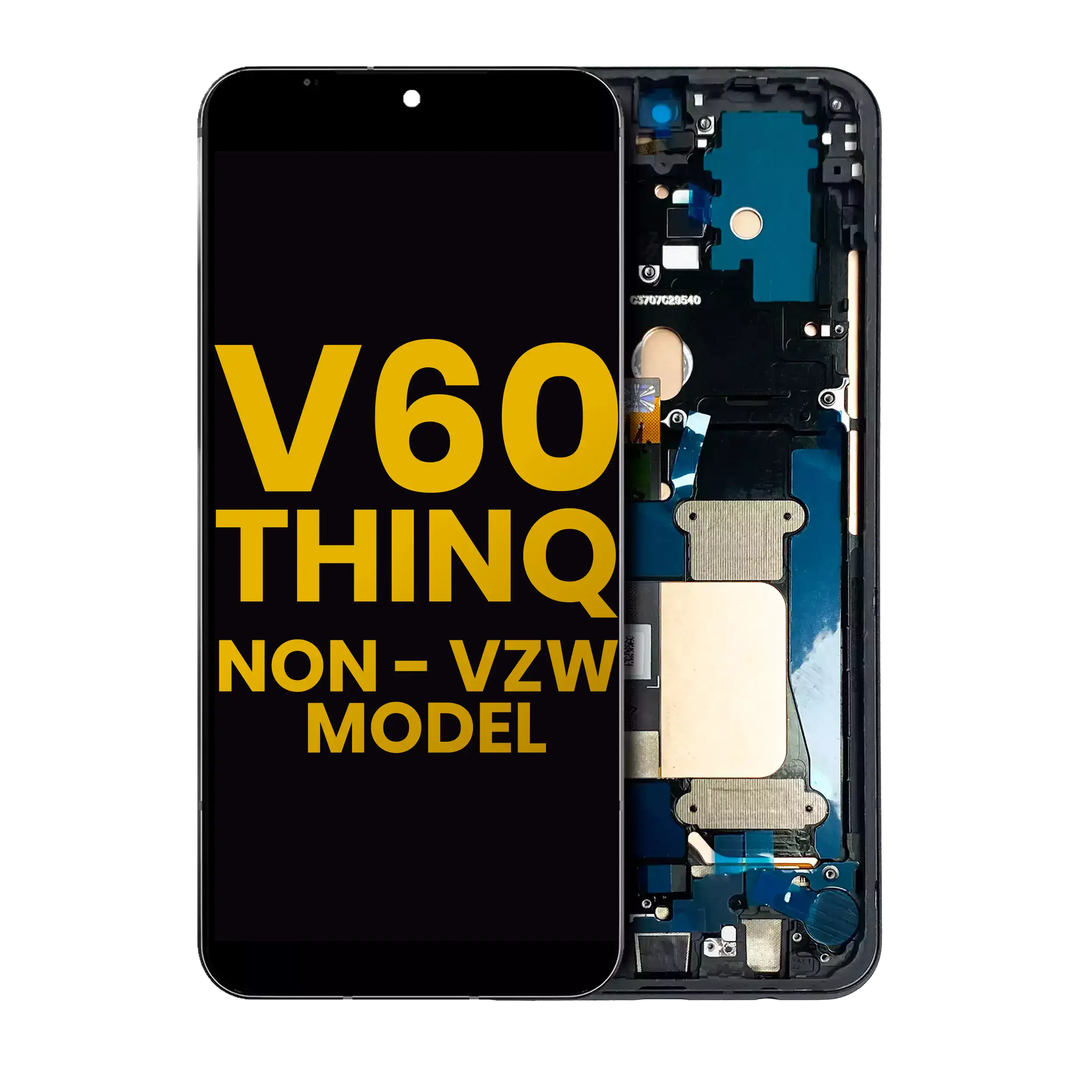 OLED Display mit Rahmen für LG V60 ThinQ 5G (Non-Verizon 5G UW Rahmen) (professionell aufgearbeitet) (Classy Blue / Gold Rahmen) – Bild 5