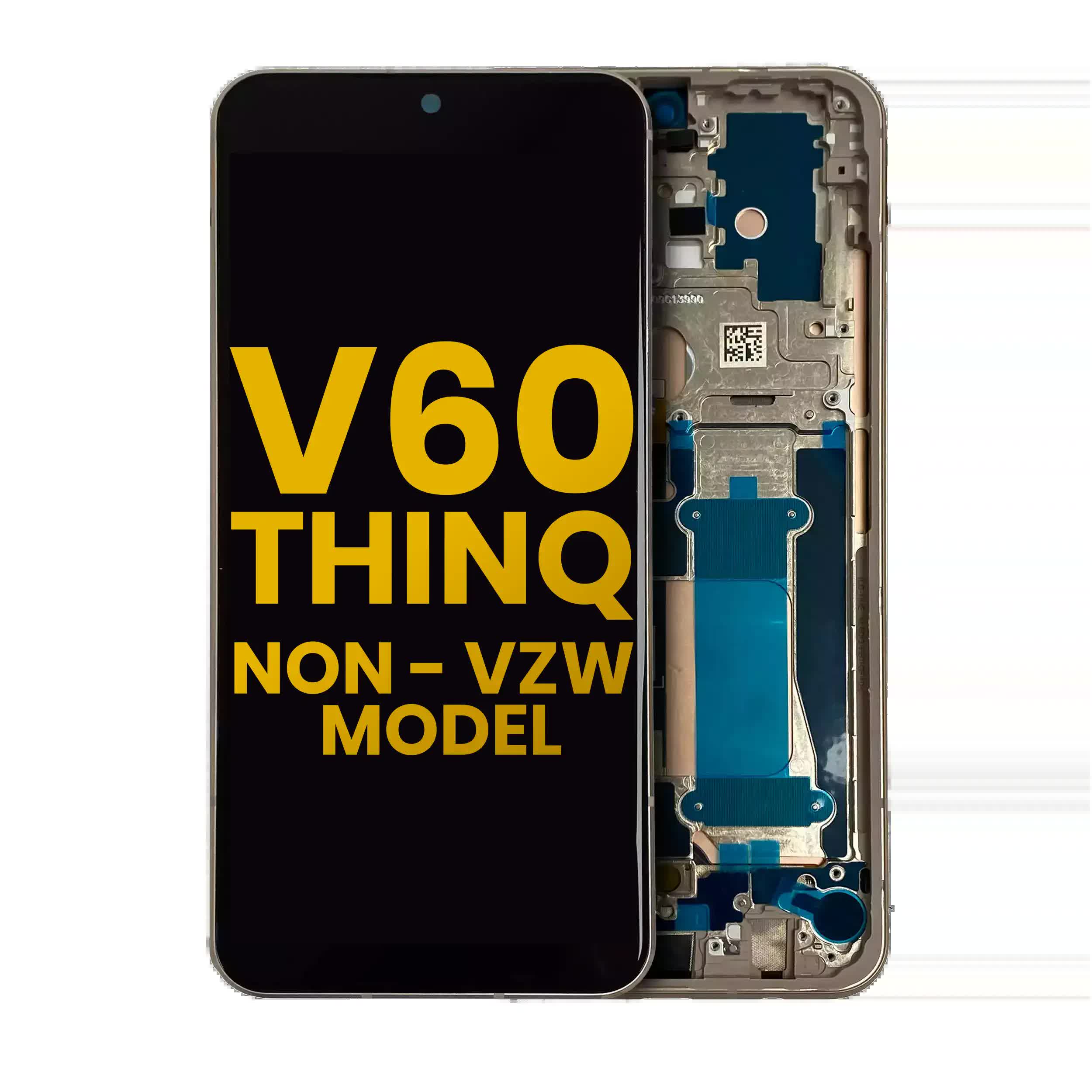 OLED Display mit Rahmen für LG V60 ThinQ 5G (Non-Verizon 5G UW Rahmen) (professionell aufgearbeitet) (Classy Blue / Gold Rahmen)