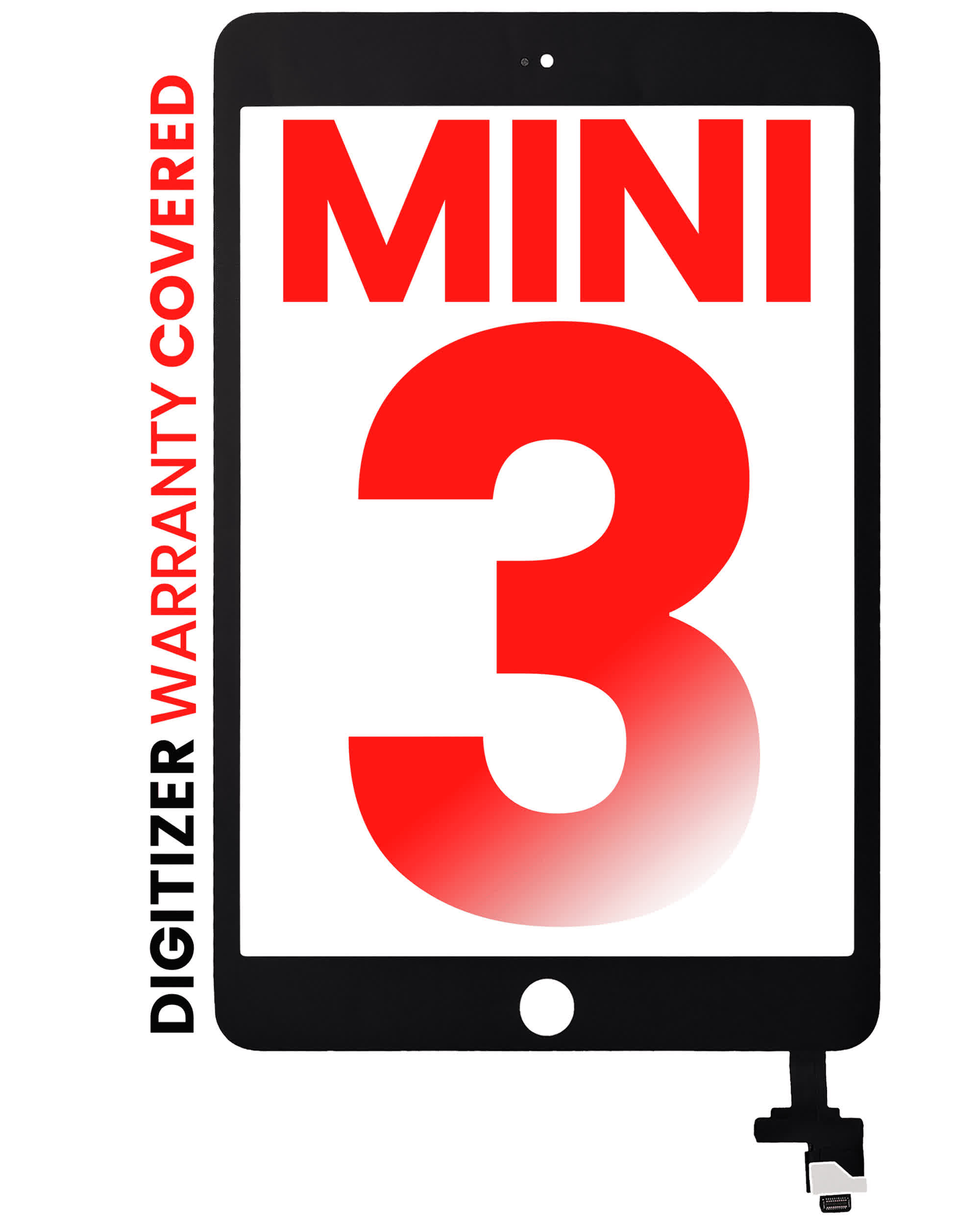 Touchscreen-Digitizer mit IC Chip für iPad Mini 3 (No Homebutton Installed) (Aftermarket Pro: XO7) (Black (Schwarz))