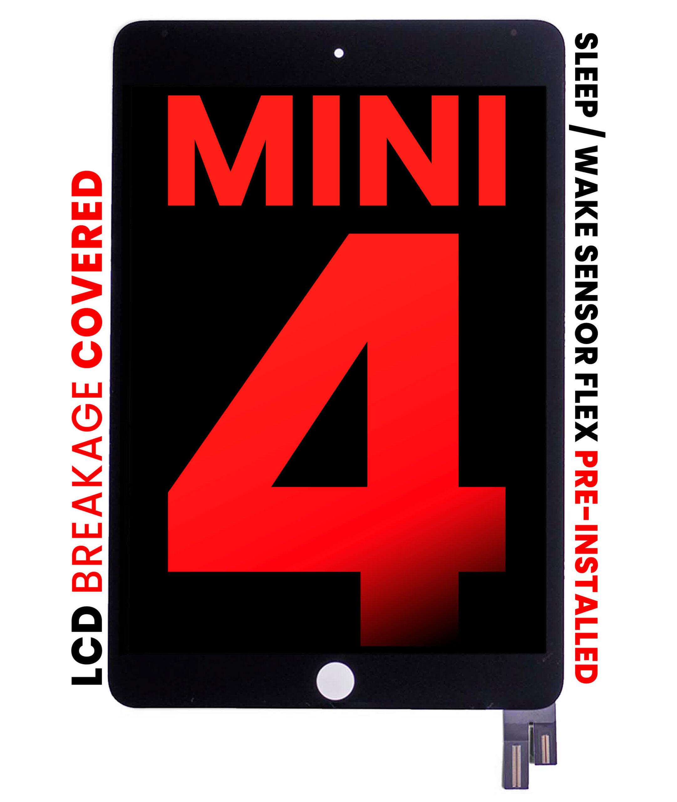 LCD Display mit Touchscreen-Digitizer für iPad Mini 4 (Aftermarket Pro: XO7) (Black (Schwarz))