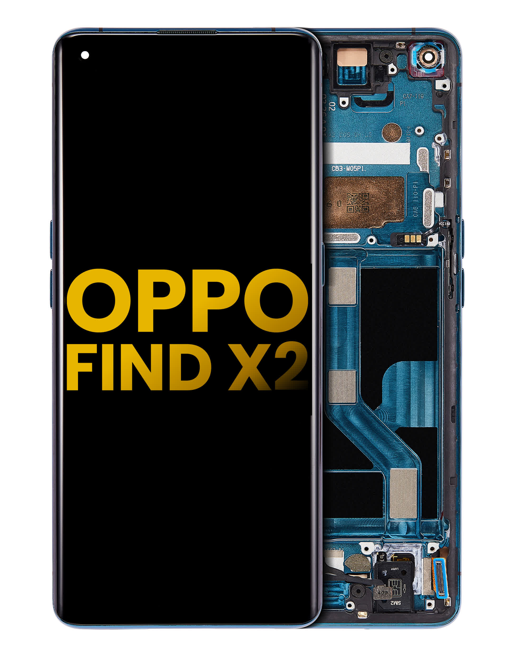 OLED Display mit Rahmen für OPPO Find X2 (professionell aufgearbeitet) (Black (Schwarz))