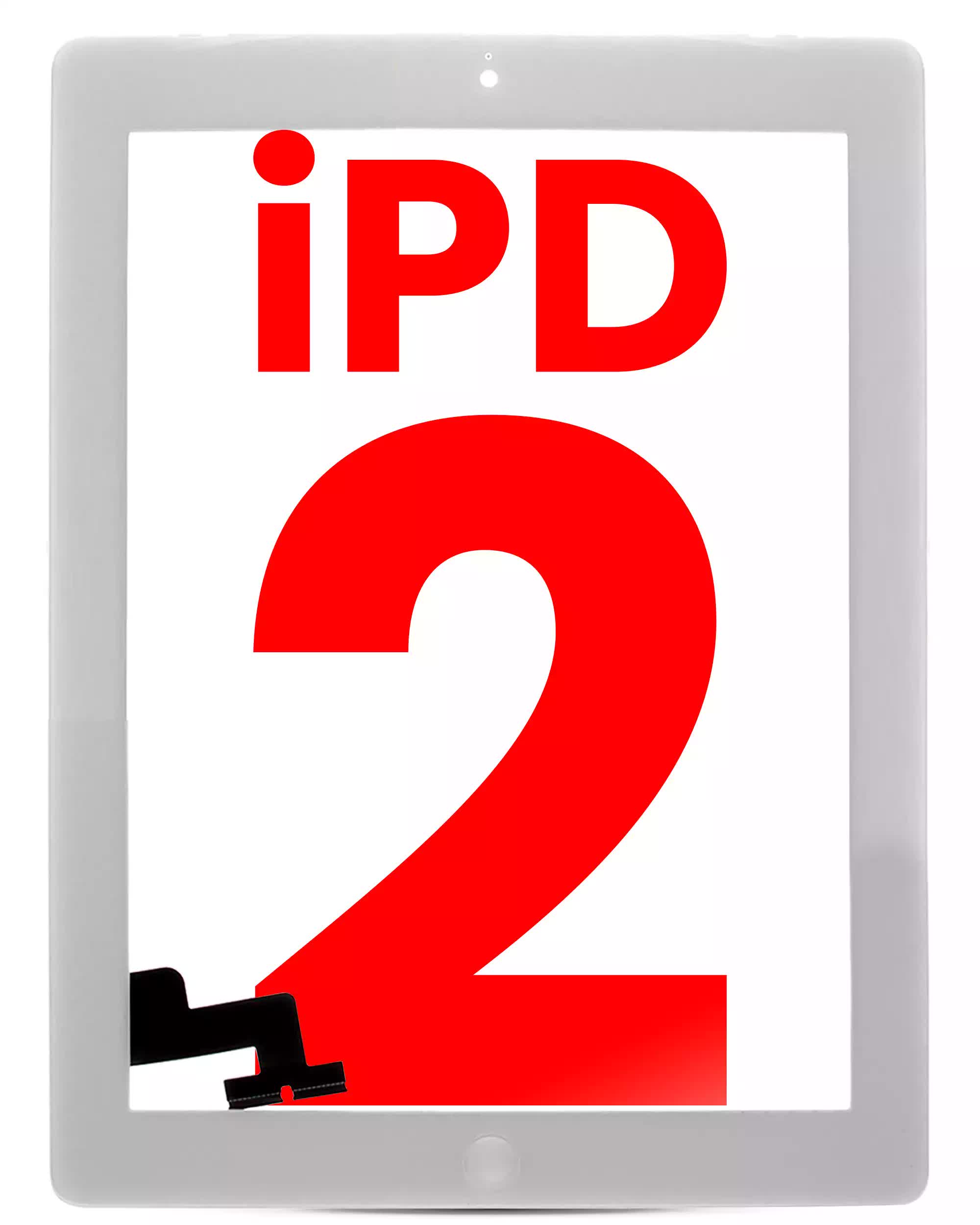 Touchscreen-Digitizer für iPad 2 (Homebutton vormontiert) (Aftermarket Plus) (White (Weiß))