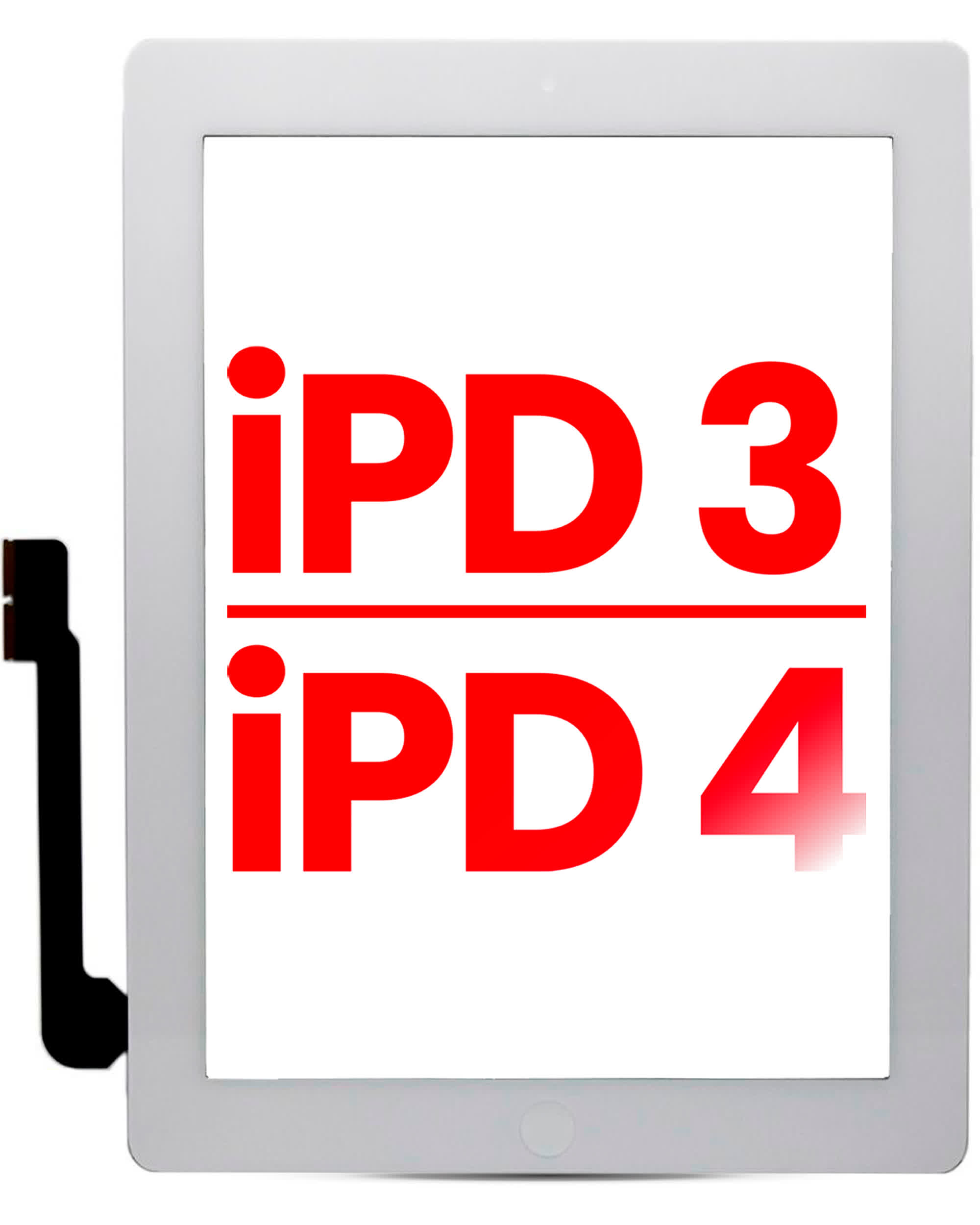 Touchscreen-Digitizer für iPad 3 / iPad 4 (Homebutton vormontiert für iPad 3) (Aftermarket Plus) (White (Weiß))