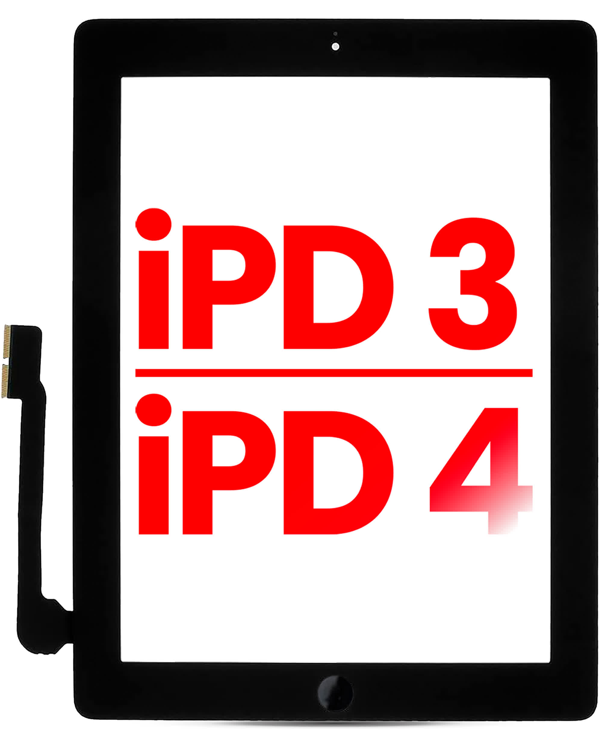 Touchscreen-Digitizer für iPad 3 / iPad 4 (Homebutton vormontiert für iPad 4) (Aftermarket Plus) (Black (Schwarz))