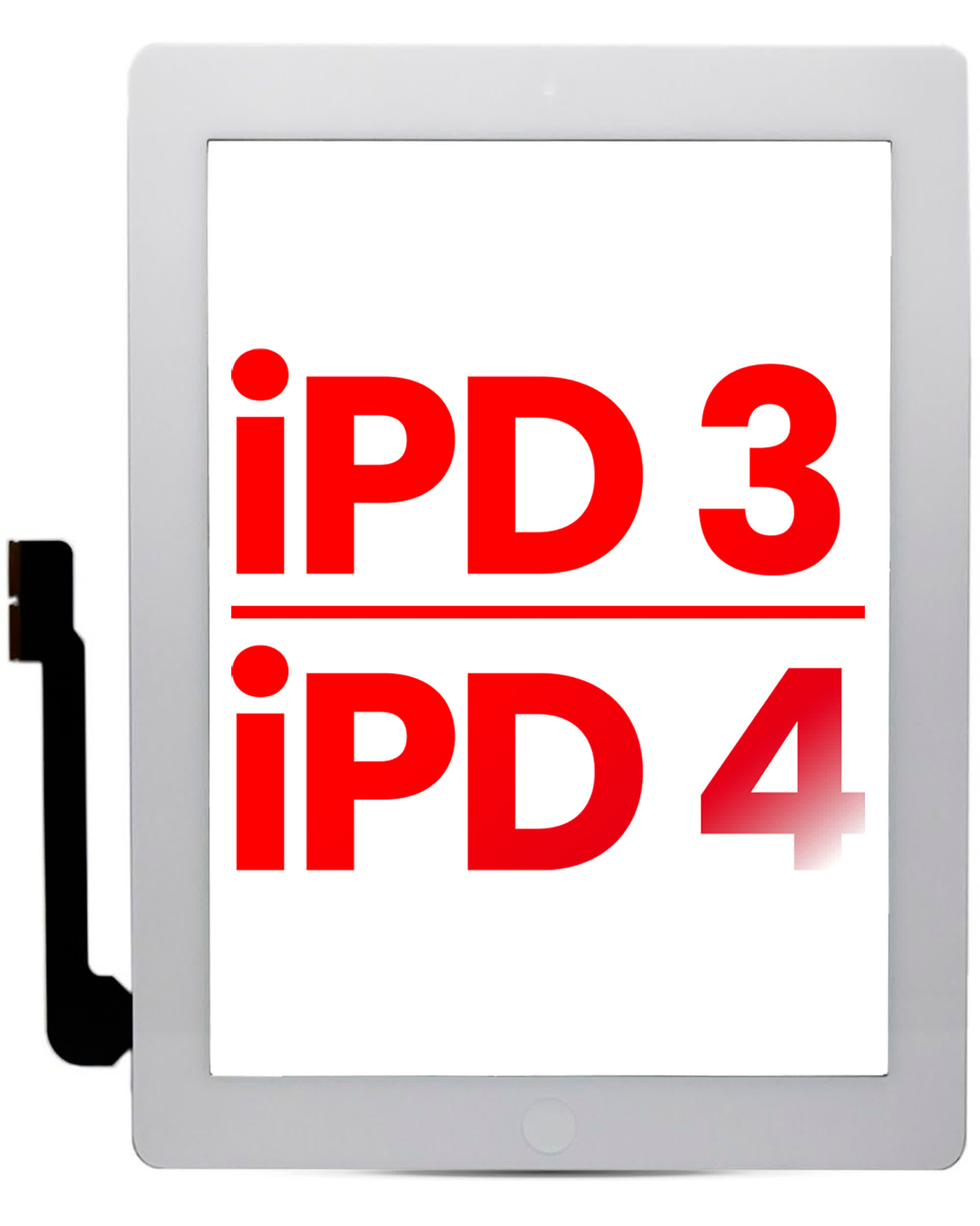 Touchscreen-Digitizer für iPad 3 / iPad 4 (Homebutton vormontiert für iPad 4) (Aftermarket Plus) (White (Weiß))