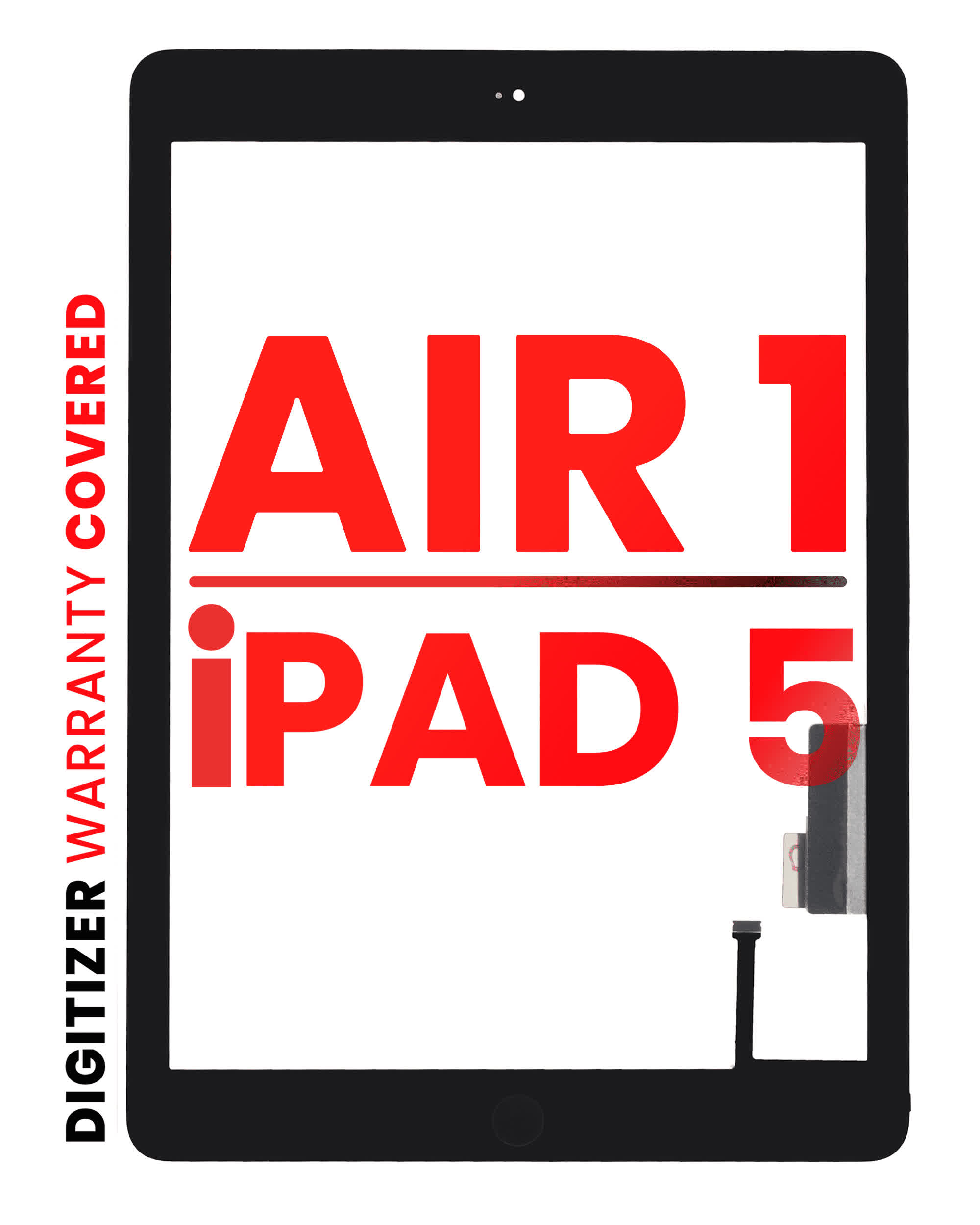 Touchscreen-Digitizer für iPad Air 1 / iPad 5 (2017) (Homebutton vormontiert für iPad Air 1) (Aftermarket Pro: XO7) (Black (Schwarz))