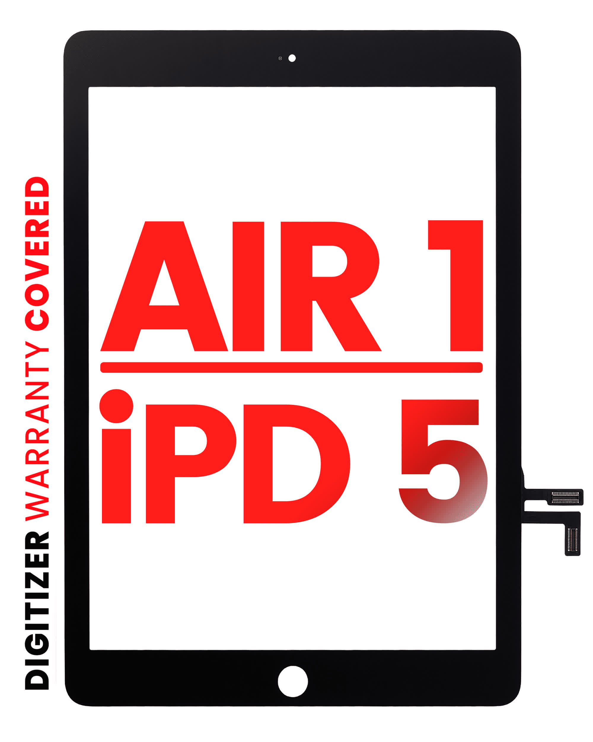 Touchscreen-Digitizer für iPad Air 1 / iPad 5 (2017) (No Homebutton Installed) (Aftermarket Pro: XO7) (Black (Schwarz))