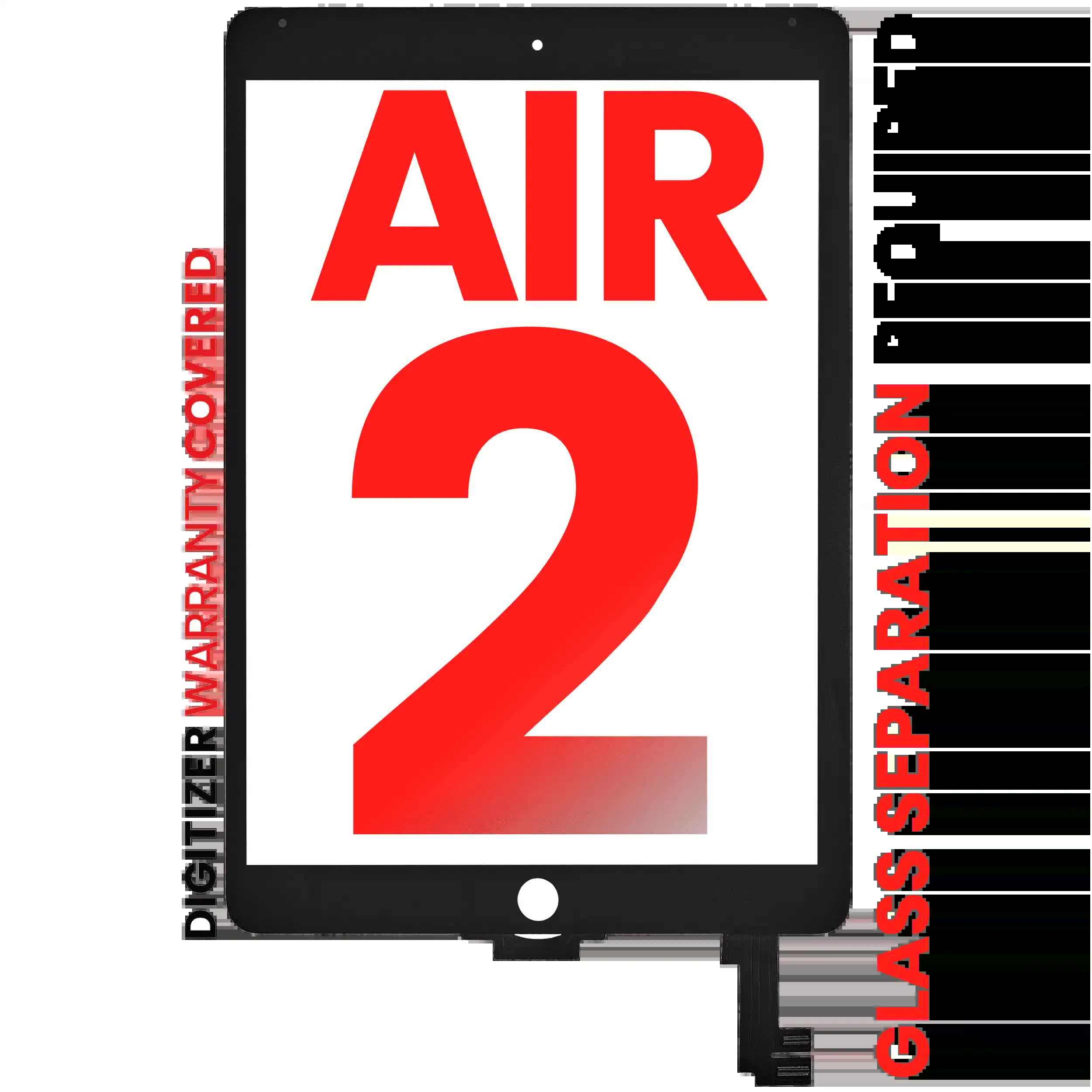 Touchscreen-Digitizer für iPad Air 2 (OCA vormontiert & Glas Separation erforderlich) (Aftermarket Pro: XO7-2) (Black (Schwarz))