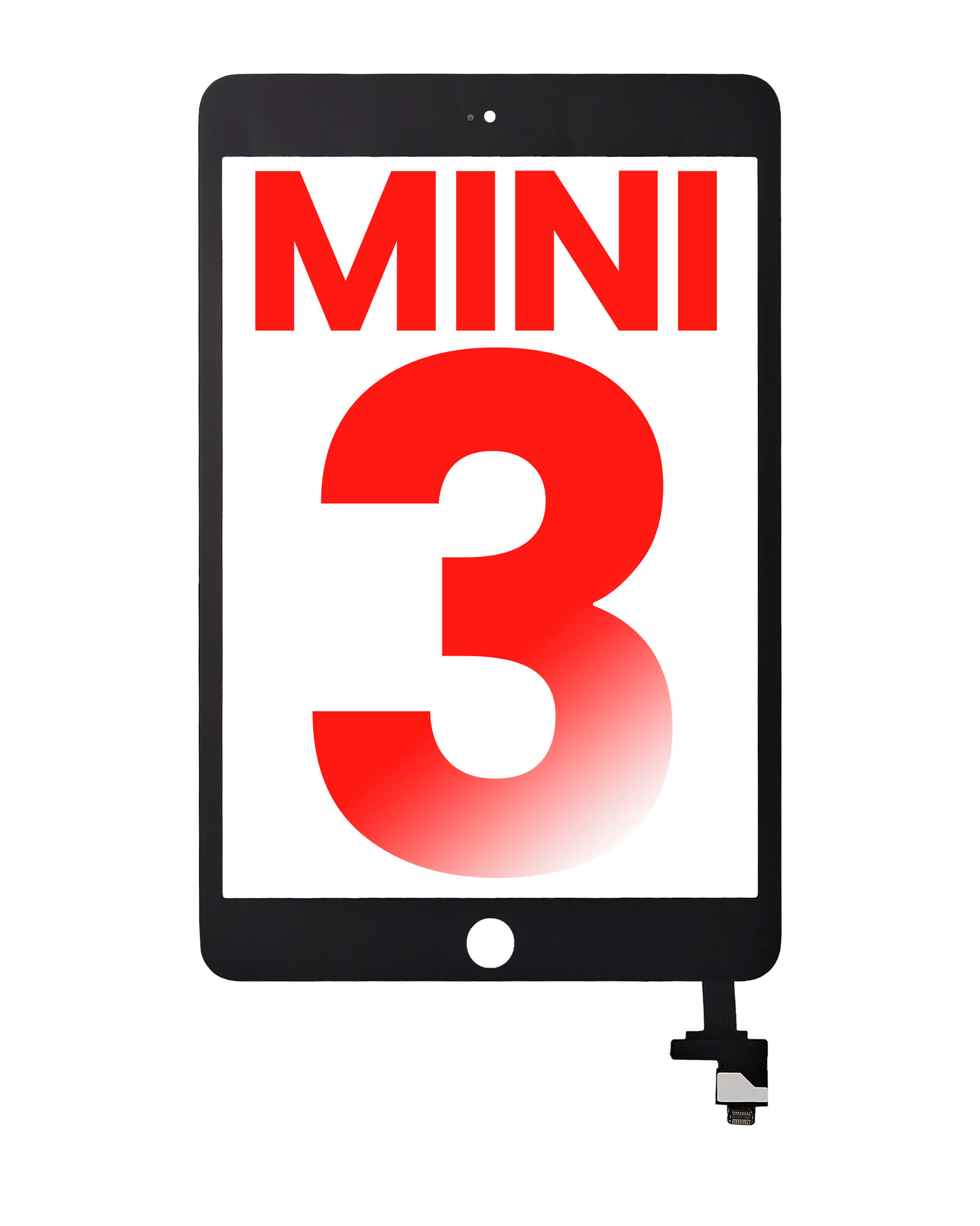 Touchscreen-Digitizer mit IC Chip für iPad Mini 3 (No Homebutton Installed) (Aftermarket Plus) (Black (Schwarz))