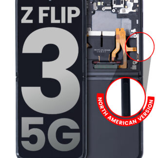 Inner OLED Display mit Rahmen für Samsung Galaxy Z Flip 3 5G (US & International) (ausgebautes Originalteil: Grade A) (Phantom Black)